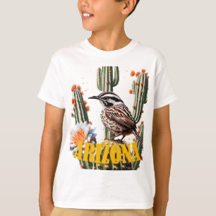 Arizona Cactus Wren Surrounded By Cactus Blossom T-Shirt