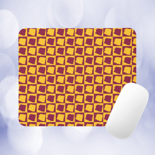 Arizona Checkered Maroon and Gold Pattern Mouse Mat