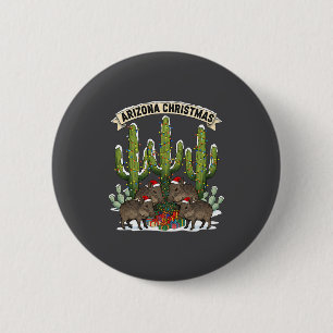 Arizona Christmas Javelina Family Desert Saguaros  6 Cm Round Badge