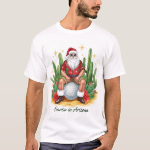 Arizona Christmas with Santa Claus on golf ball T-Shirt