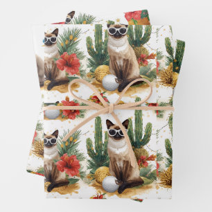 Arizona Christmas with Siamese Cat in desert Wrapping Paper Sheet