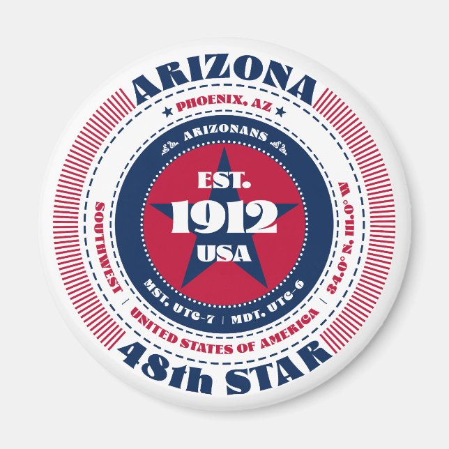 Arizona Circle Typography Souvenir Magnet (Front)