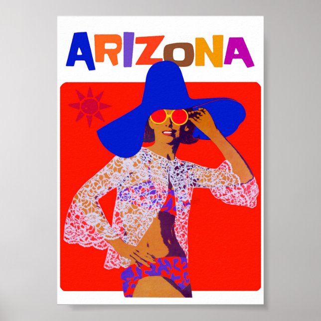 Arizona Colourful Retro Vintage Travel Poster (Front)