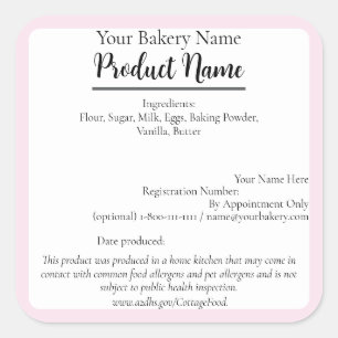 Arizona Cottage Food Business Pink Baking Label