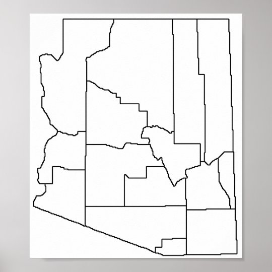 Arizona Counties Blank Outline Map Poster Zazzle Co Uk   Arizona Counties Blank Outline Map Poster Rb81104ac5fce434a813f323fd47b4824 K8e8g 8byvr 540 