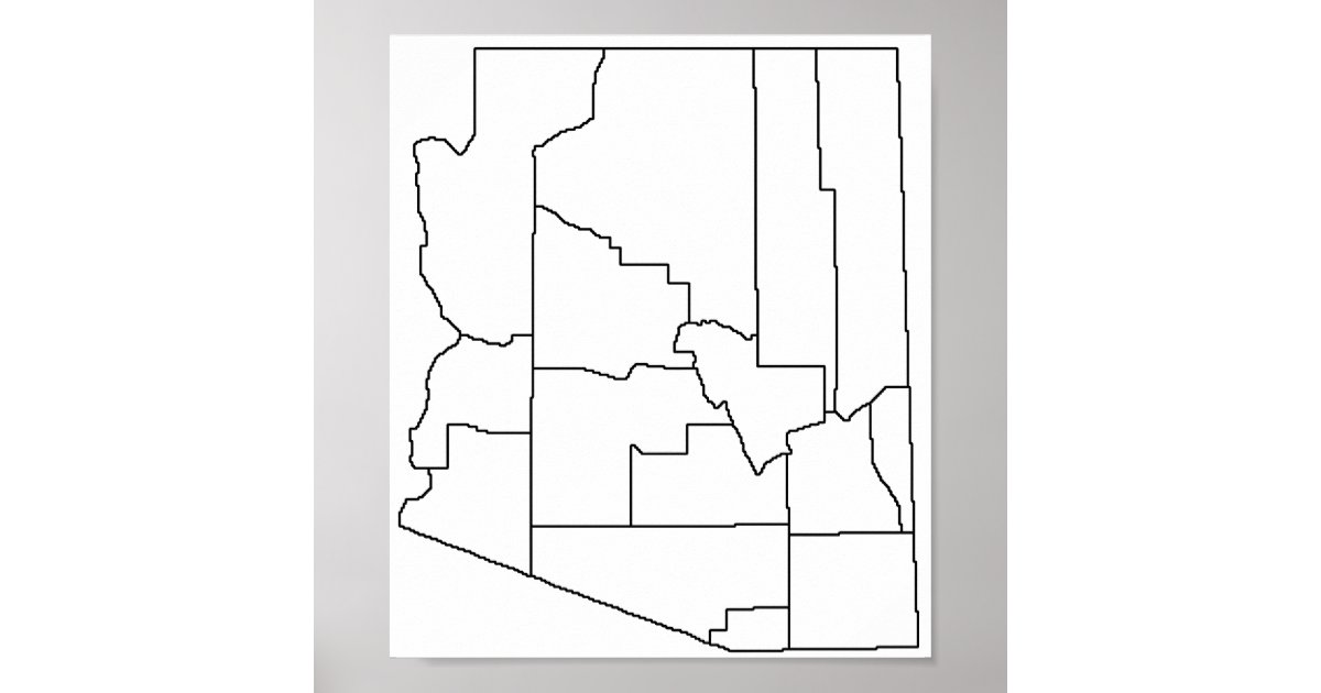 Arizona Counties Blank Outline Map Poster | Zazzle