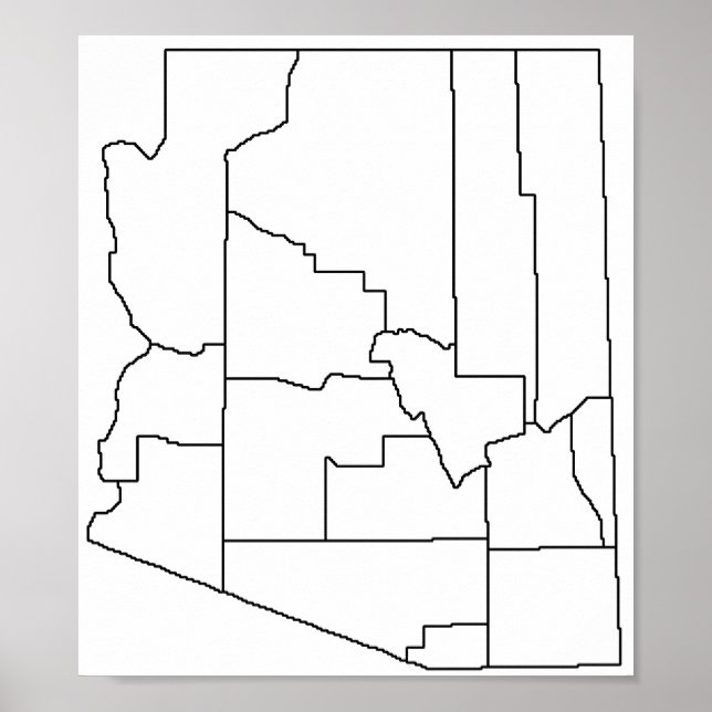 Arizona Counties Blank Outline Map Poster (Front)