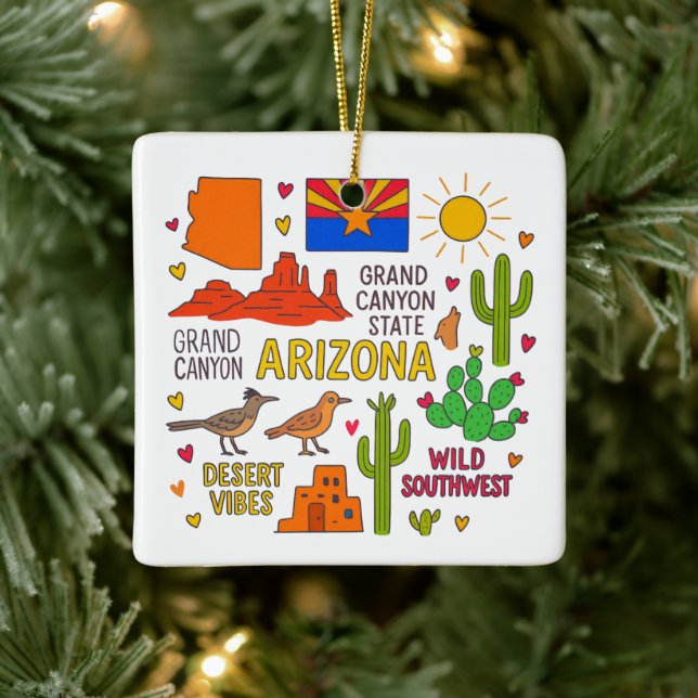 Arizona Custom Family Trip Christmas Ceramic Ornament (Tree)