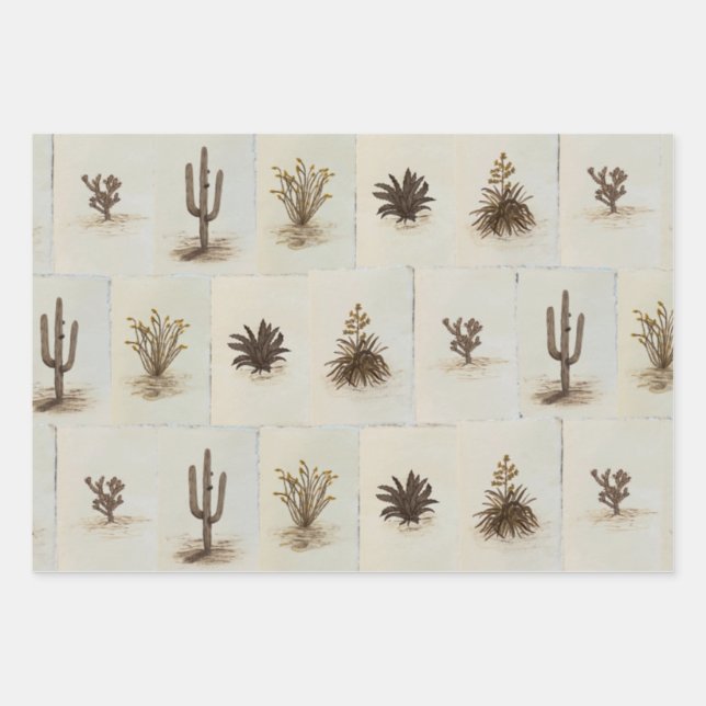 Arizona Desert Cacti Wrapping Paper Sheet (Front)