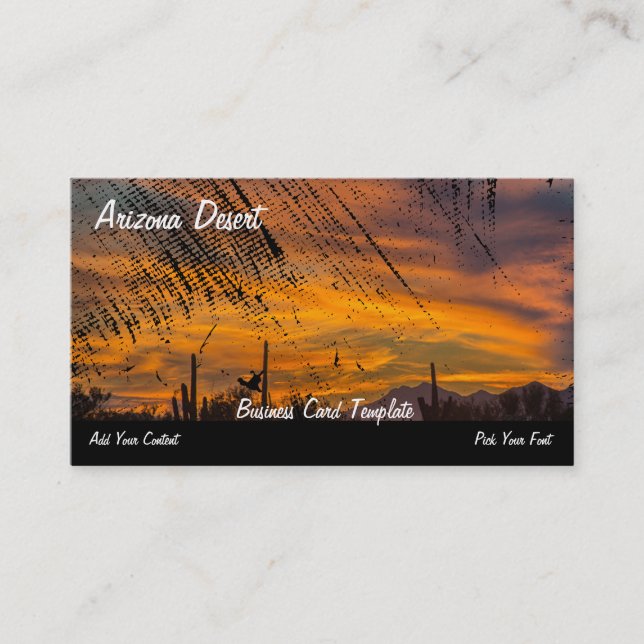 Arizona Desert Cactus Sunset Business Card (Front)