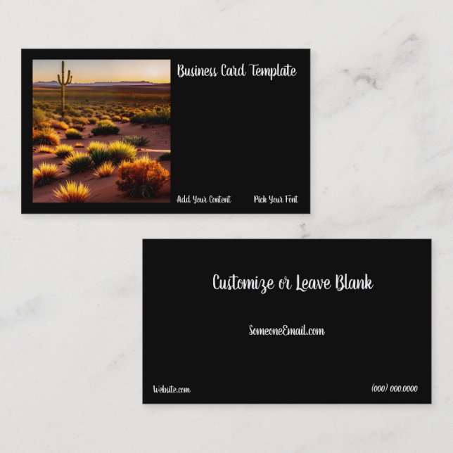 Arizona Desert Cactus Sunset Business Card (Front/Back)