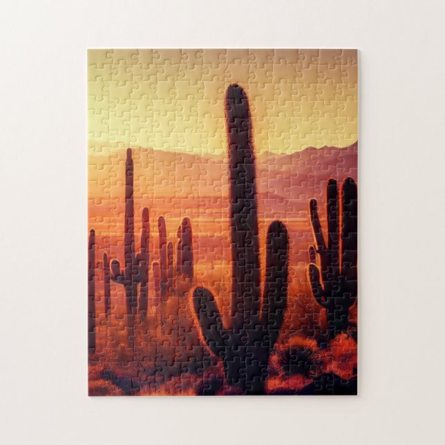 Arizona Desert cactus sunset Jigsaw Puzzle (Vertical)