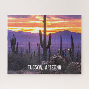 Arizona Desert Cactus Sunset Nature Photo Souvenir Jigsaw Puzzle
