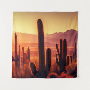 Arizona Desert cactus sunset Tapestry
