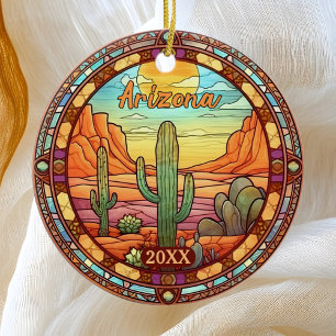 Arizona Desert Cactus Watercolor Ceramic Tree Decoration