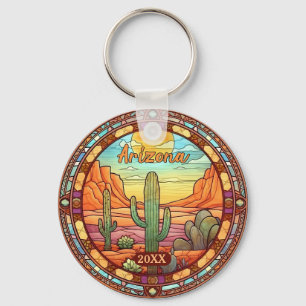 Arizona Desert Cactus Watercolor Key Ring