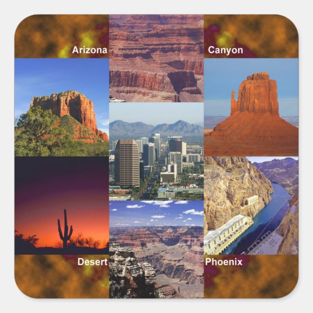 Arizona Desert Collage Square Sticker (Front)