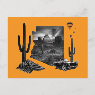 Arizona Desert Dream in Black and White Postcard