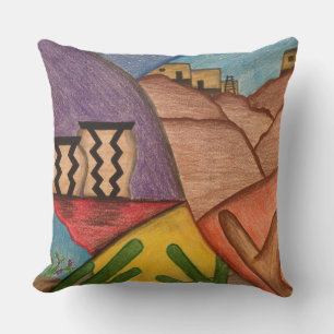 Arizona Desert Folk Art Colourful Throw Pillow