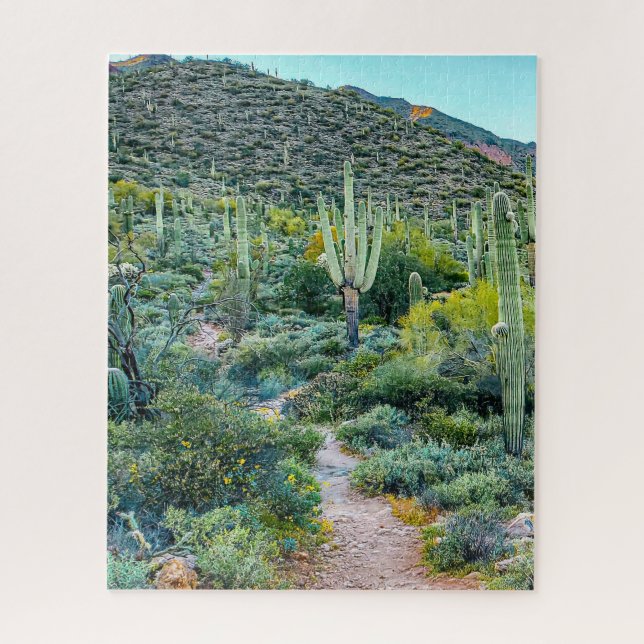 Arizona Desert Hiking Trail Saguaro Cactus Forest Jigsaw Puzzle (Vertical)