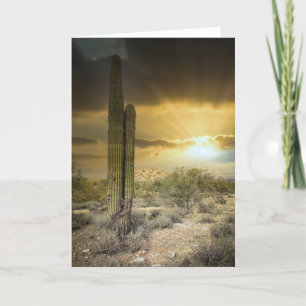 Arizona Desert Landscape with Sun Rays Holiday Card