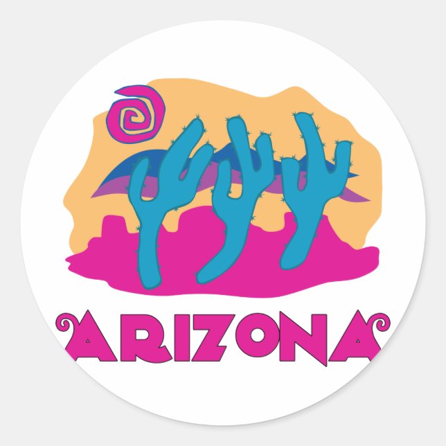 Arizona Desert Pink Classic Round Sticker (Front)