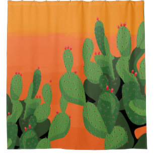 Arizona Desert Prickly Pear Floral Shower Curtain