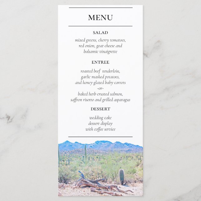 Arizona Desert Reception Menu (Front)