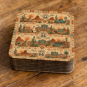 Arizona Desert Route 66 Drink Decor Square Paper Coaster