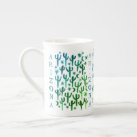 ARIZONA Desert Saguaro Cacti Teal Green Watercolor