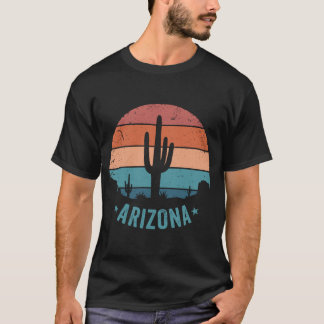 Arizona Desert Saguaro Cactus Retro Sunset Vintage T-Shirt