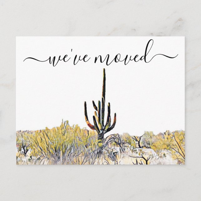 Arizona Desert Saguaro Moving Announcement Postcard (Front)