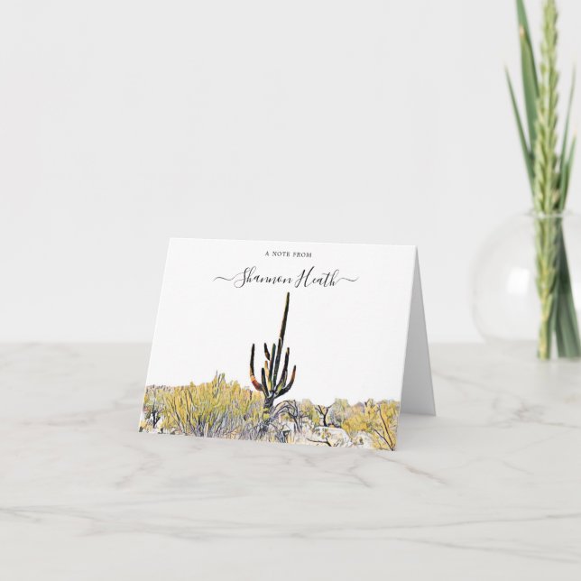 Arizona Desert Saguaro Personalised Note Card (Front)