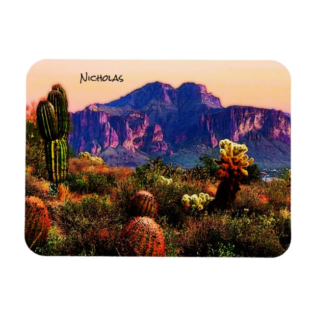 Arizona Desert Scenery Superstition Mountain Magnet (Horizontal)