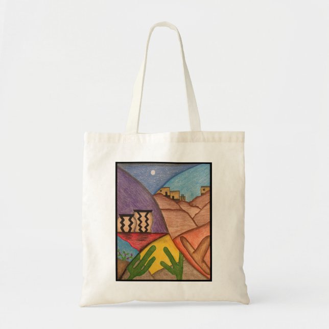 Arizona Desert Southwest Cactus Colourful Tote Bag (Front)