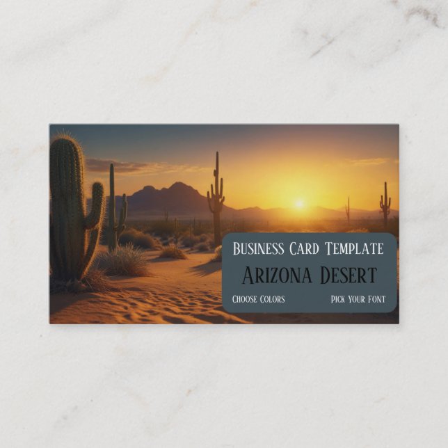 Arizona Desert Sunset Landscape Business Card (Front)