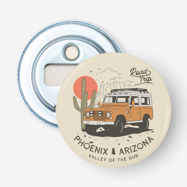 Arizona Desert Sunset Road Trip Cactus Phoenix Bottle Opener (Front)