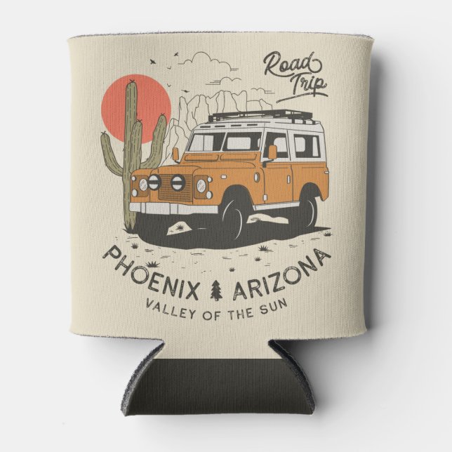 Arizona Desert Sunset Road Trip Cactus Phoenix Can Cooler (Front)