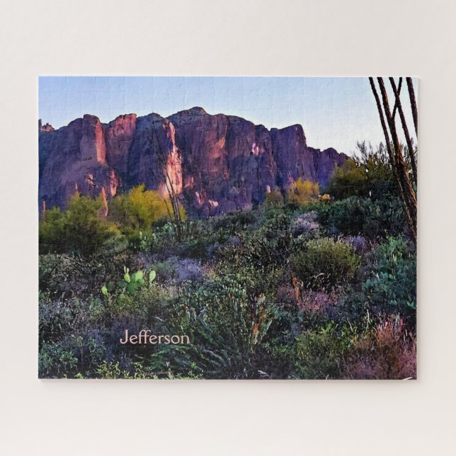 Arizona Desert Superstition Mountain At Dusk Jigsaw Puzzle (Horizontal)