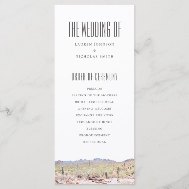 Arizona Desert Wedding Program Programme (Front)