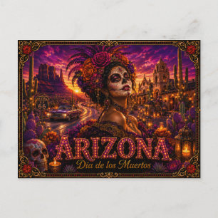 Arizona Día de los Muertos Retro Postcard