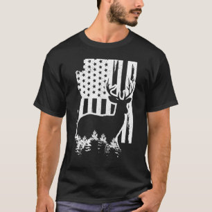Arizona Elk Hunting State Map American Flag Patrio T-Shirt