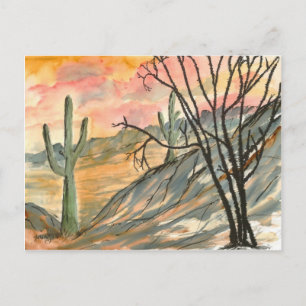 arizona evening southwestern landscape art postcard