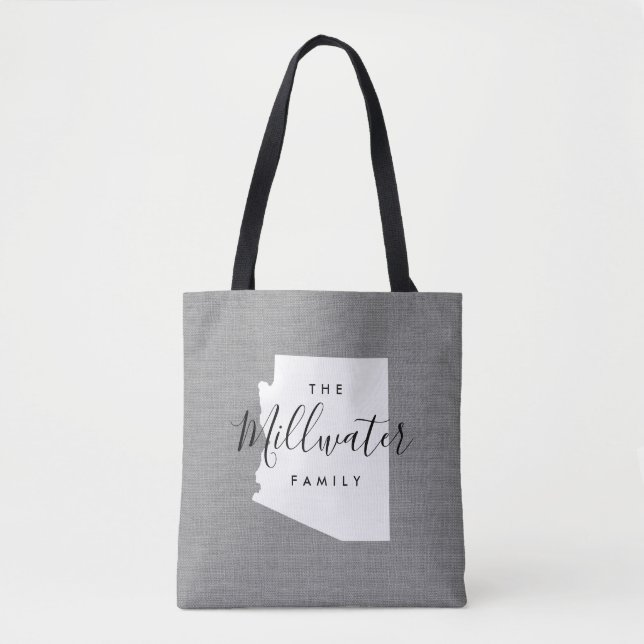 Arizona Family Monogram State Tote Bag (Front)