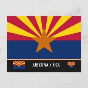 Arizona Flag & Arizona State USA /travel America Postcard