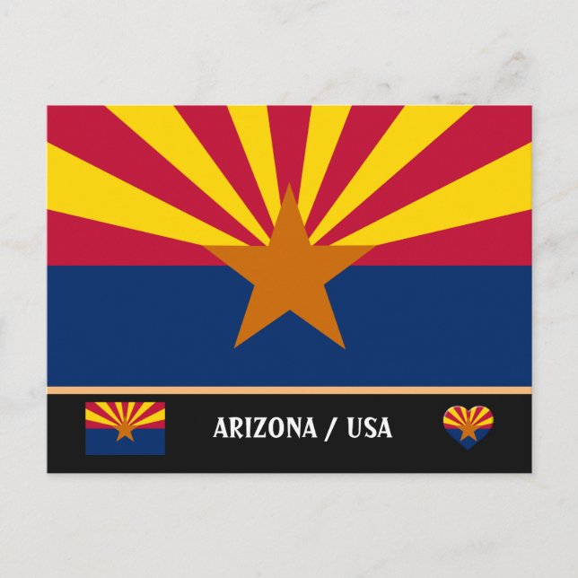 Arizona Flag & Arizona State USA /travel America Postcard (Front)