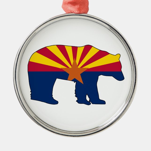 Arizona Flag Bear Metal Tree Decoration (Front)