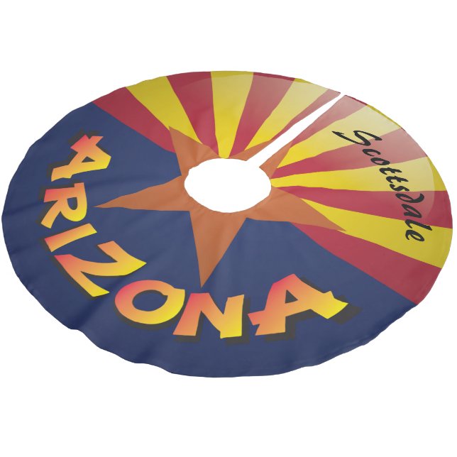 ARIZONA Flag CHANGE TOWN Christmas Tree Skirt (Angled)