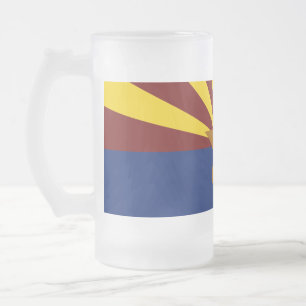 Arizona flag frosted glass beer mug