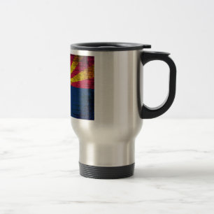 Arizona flag grunge brick wall travel mug
